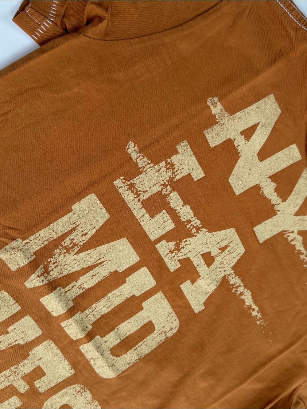 Rust Graphic Tee with Distressed Cream Print NWT